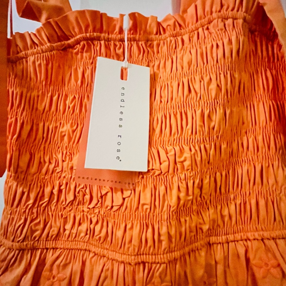 Endless Rose Vibrant Orange Smocked Dress
